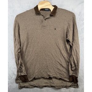 Polo Ralph Lauren Shirt Brown Alpaca Herringbone Long Sleeve Men's XL